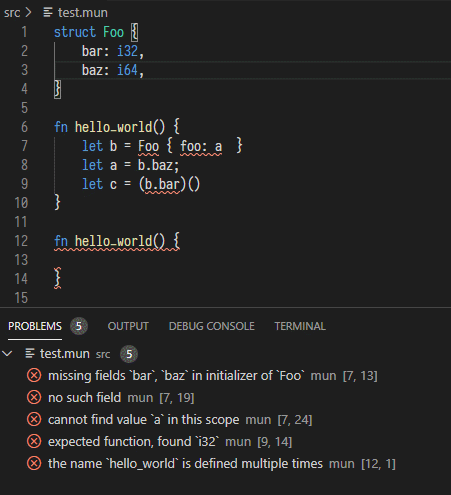 Language Server Diagnostics in action