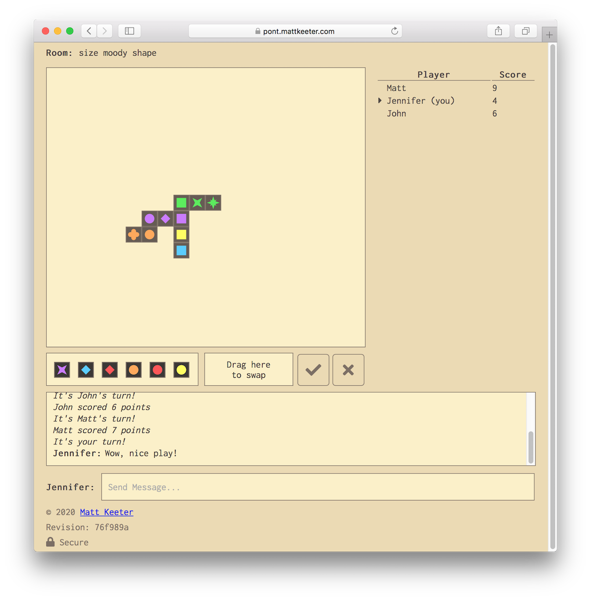 Screenshot of the Pont board game