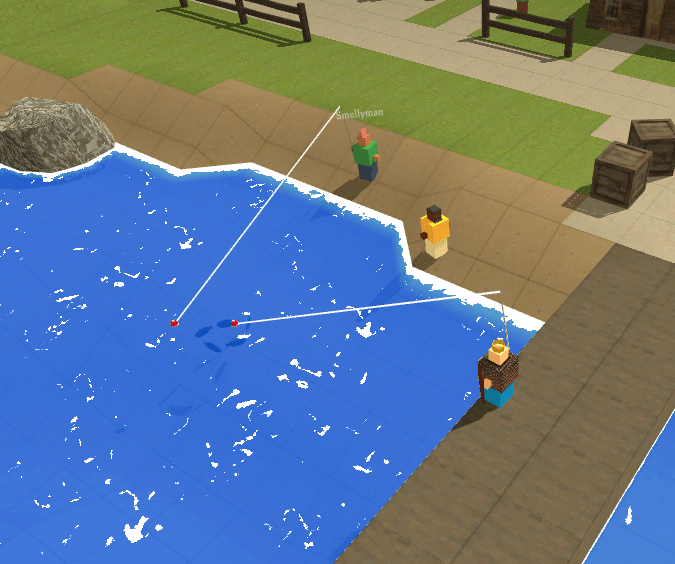 Two players fishing at the beach