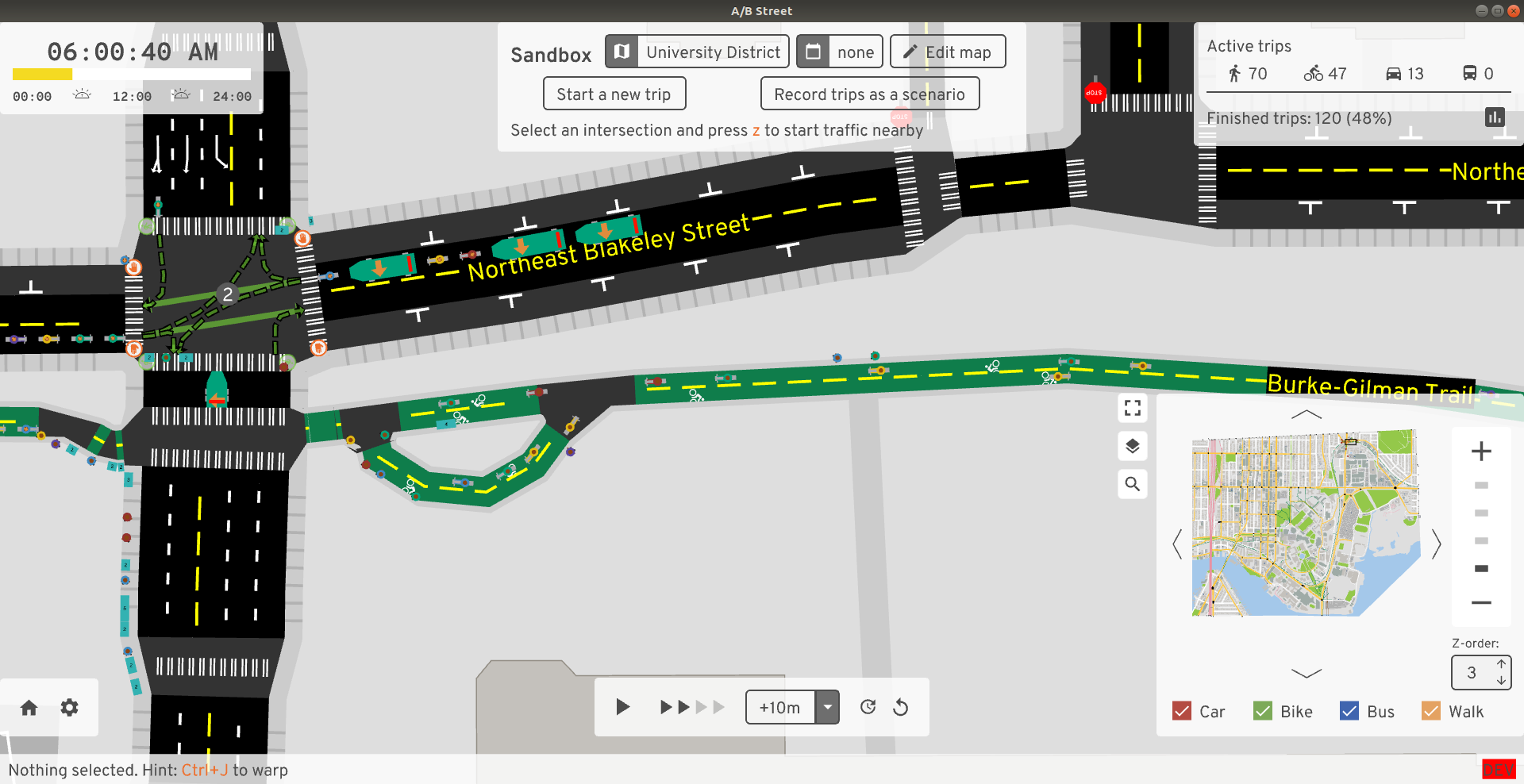 Separate cyclepaths in A/B Street