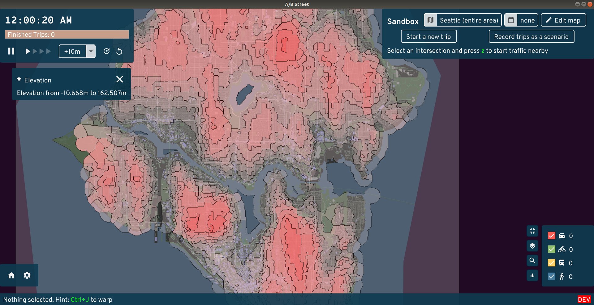 Elevation data in A/B Street