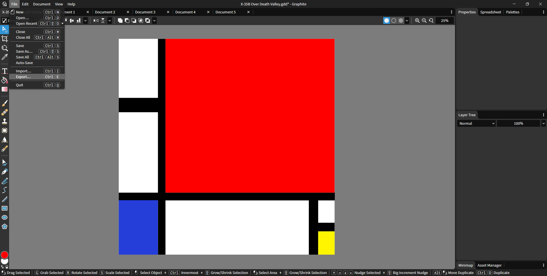 Piet Mondrian's artwork replicated in Graphite using the new color picker