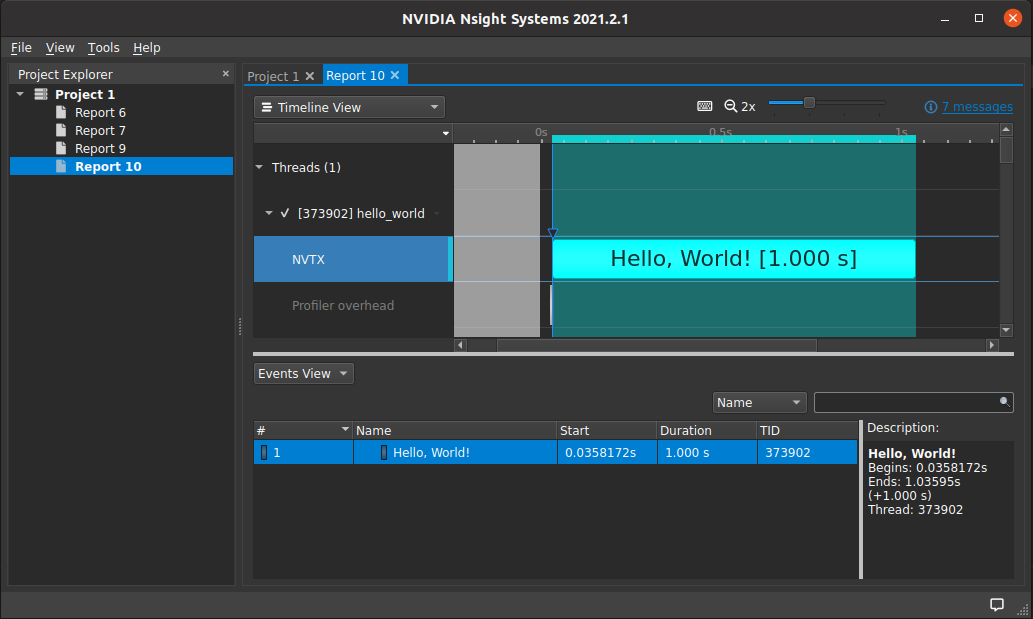 A screenshot of NVIDIA NSight Systems with only one sections measured