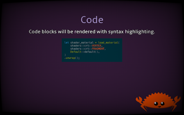 Rusty Slider code block example