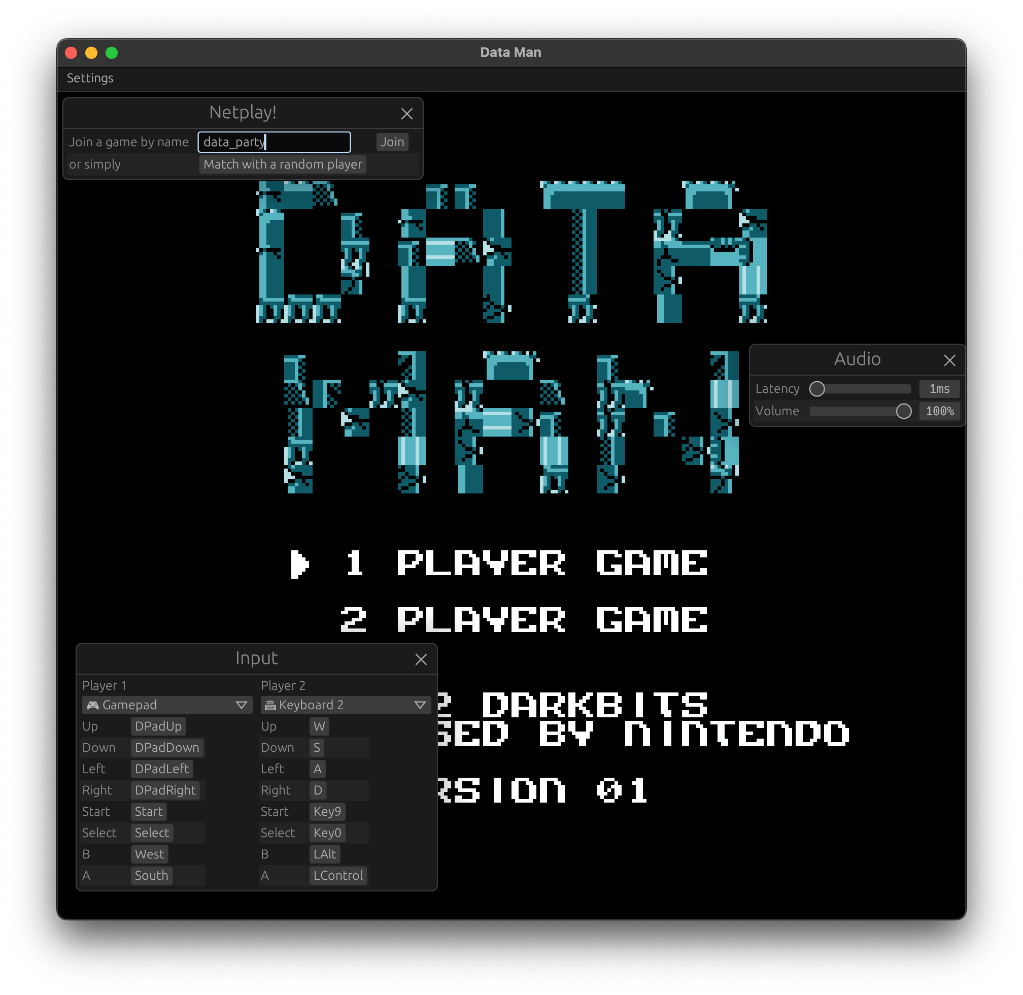 NES Bundler running Data Man with GUI showing
