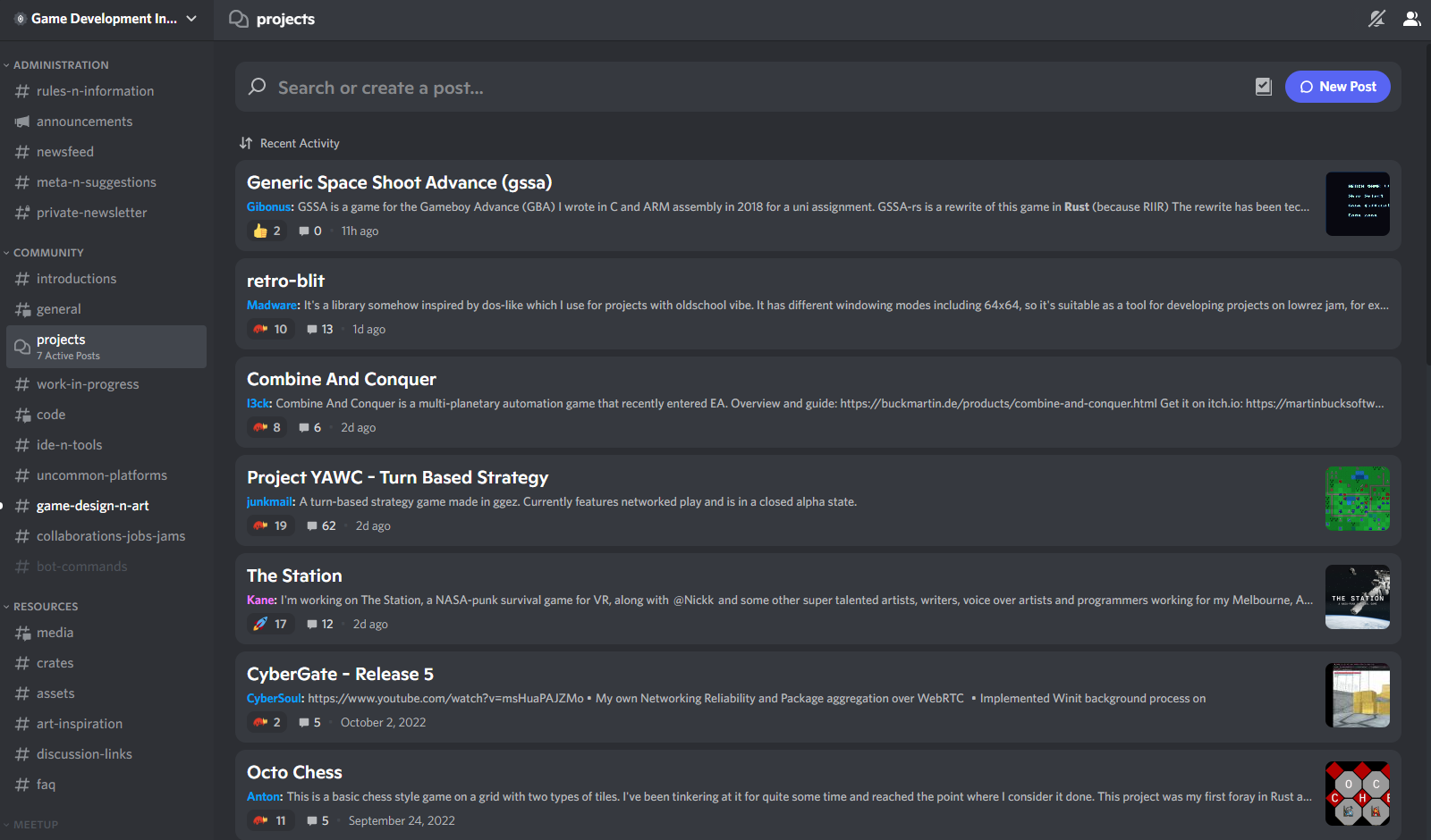 Discord projects forum