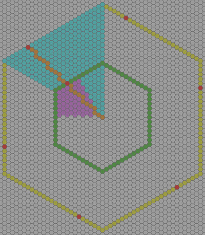 2D example with various groups of tiles highlighted