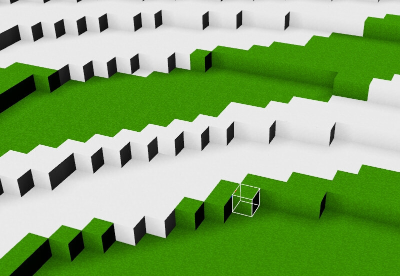 Simple white and green voxels with ambient occlusion enabled