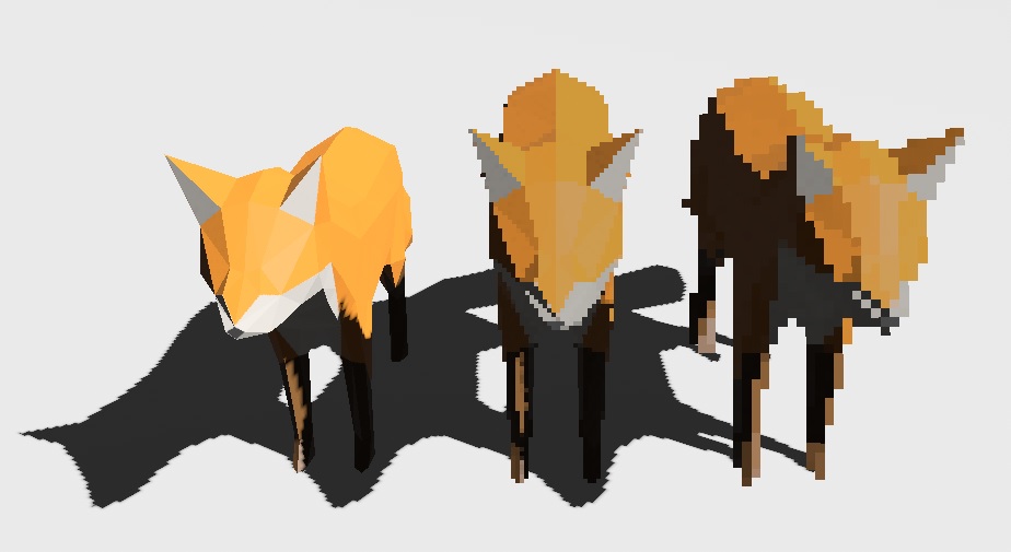 Differently pixelated foxes
