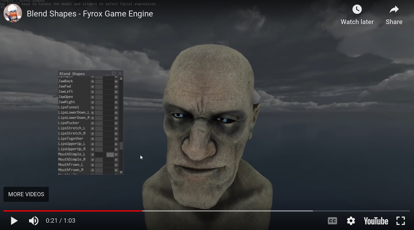 Youtube screenshot: a head with a combination of face expressions