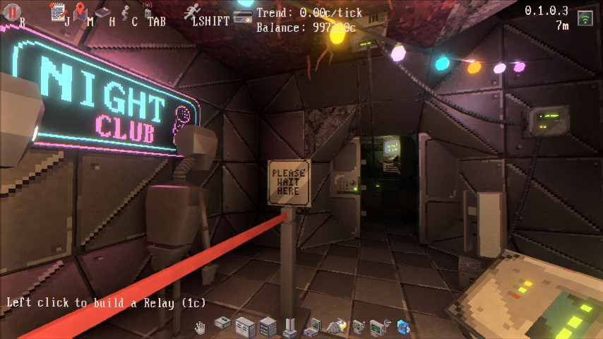 Tunnet screenshot: robots queueing outside nightclub