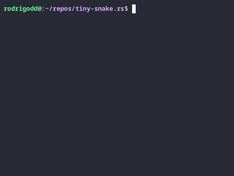 tiny-snake.rs running in the terminal